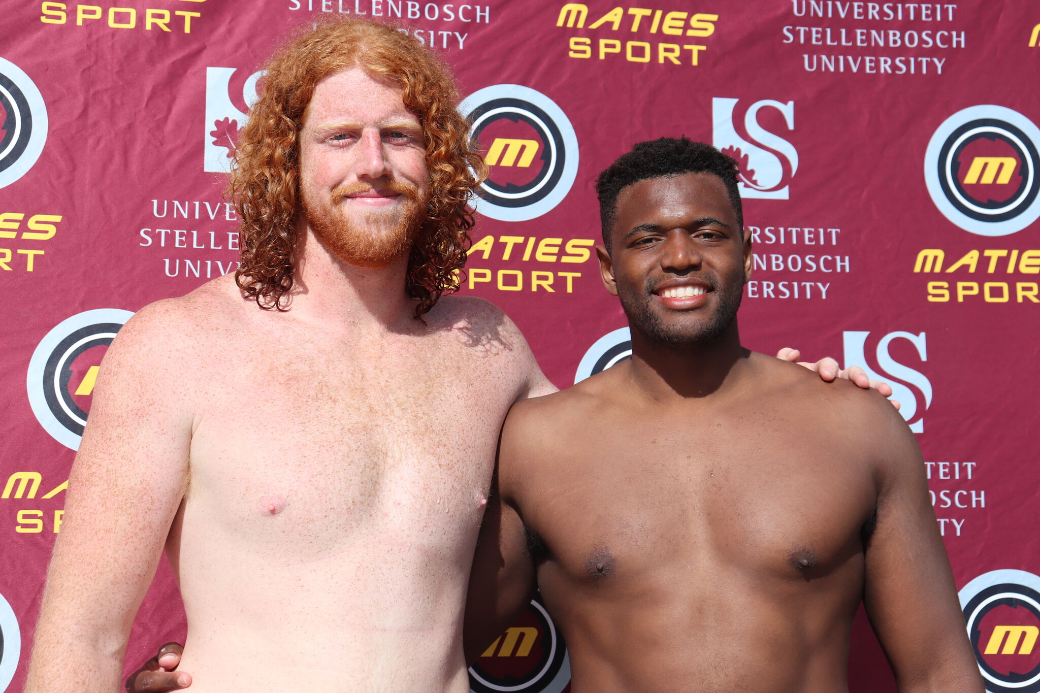 Lwazi Madi with Maties teammate Cam Laurenson